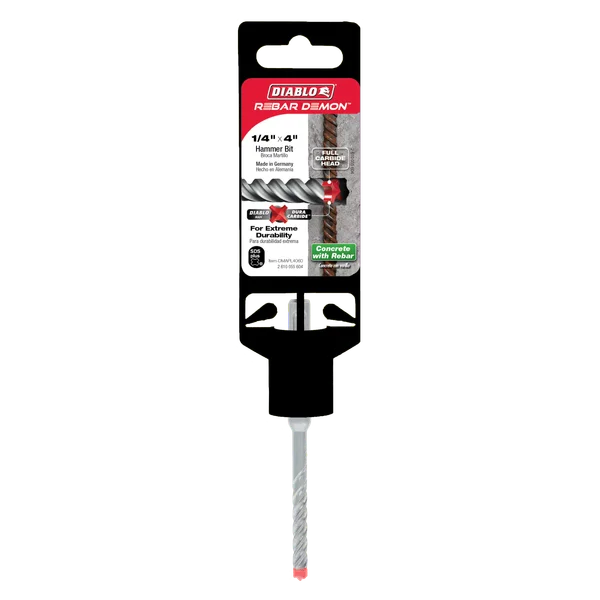 Diablo DMAPL4060, 1/4" x 2" x 4" Rebar Demon™ SDS-Plus 4-Cutter Full Carbide Head Hammer Drill Bit - Image 2