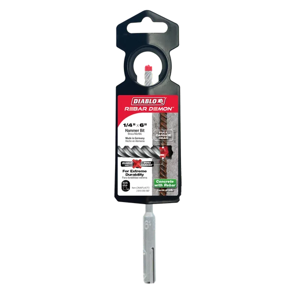 Diablo DMAPL4070, Rebar Demon™ SDS-Plus 4-Cutter Full Carbide Head Hammer Drill Bit 1/4" x 4" x 6" - Image 2