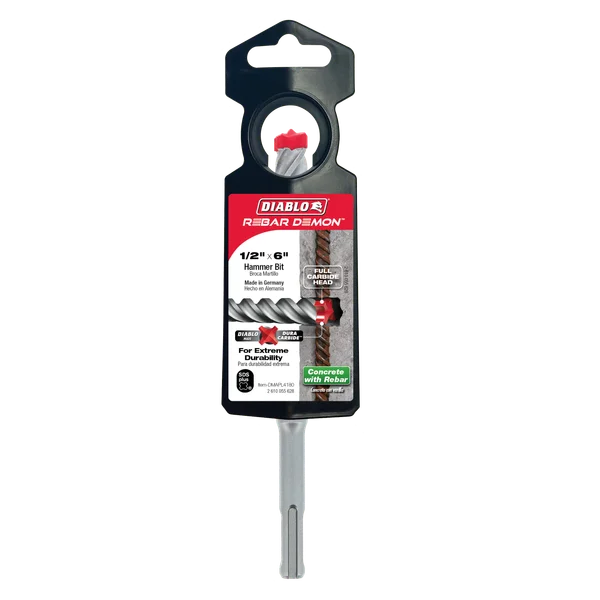 Diablo DMAPL4180, 1/2" x 4" x 6" Rebar Demon™ SDS-Plus 4-Cutter Full Carbide Head Hammer Drill Bit - Image 2