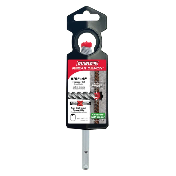 Diablo DMAPL4210, Rebar Demon™ SDS-Plus 4-Cutter Full Carbide Head Hammer Drill Bit 5/8" x 4" x 6" - Image 2