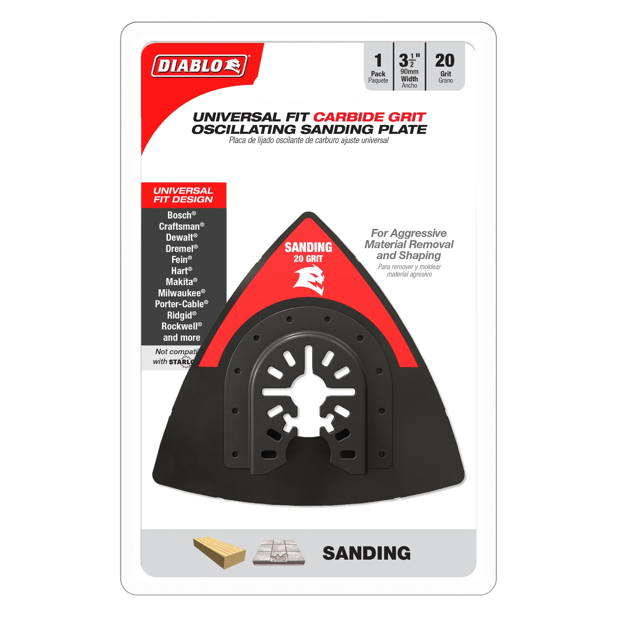 Diablo DOU20CGSP, 3-1/2" 20-Grit Universal Fit Oscillating Sanding Plate - Image 2