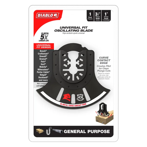 Diablo DOU350RBGP, 3-1/2" Demo Demon™ Universal Fit Bi-Metal Oscillating Blade for General Purpose Cuts - Image 2