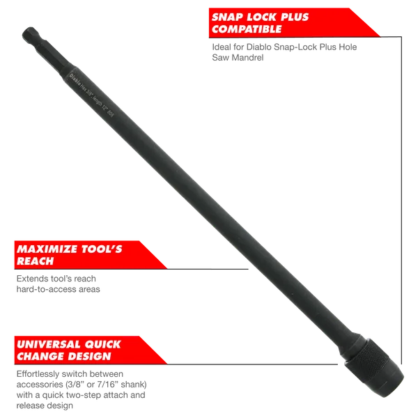 Diablo DXT1020, Universal Extension for Drills 1/4 X 12 - Image 3