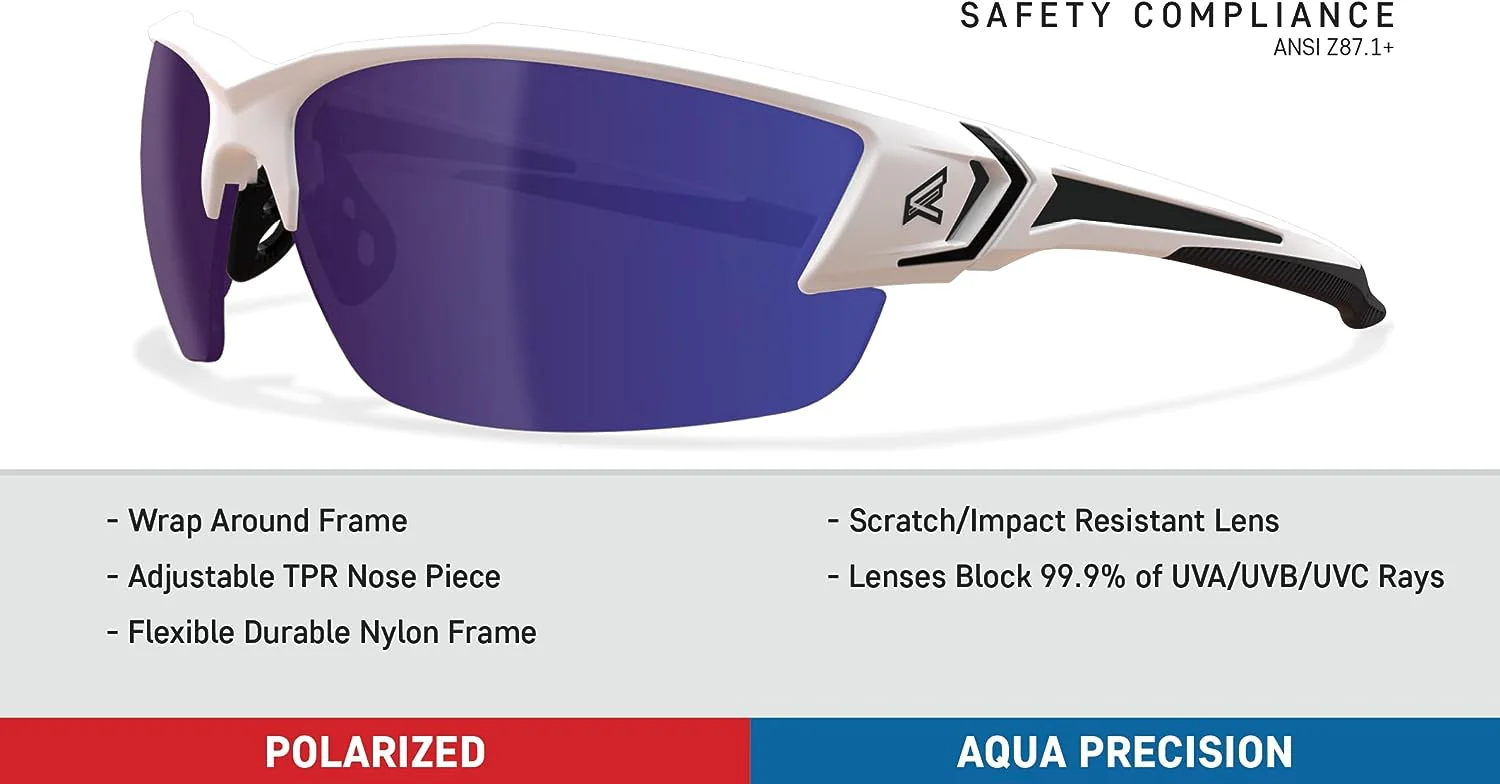 Edge Eyewear TSDKAP248-G2, Khor G2 - White Frame / Polarized Aqua Precision Blue Mirror Lenses - Image 4