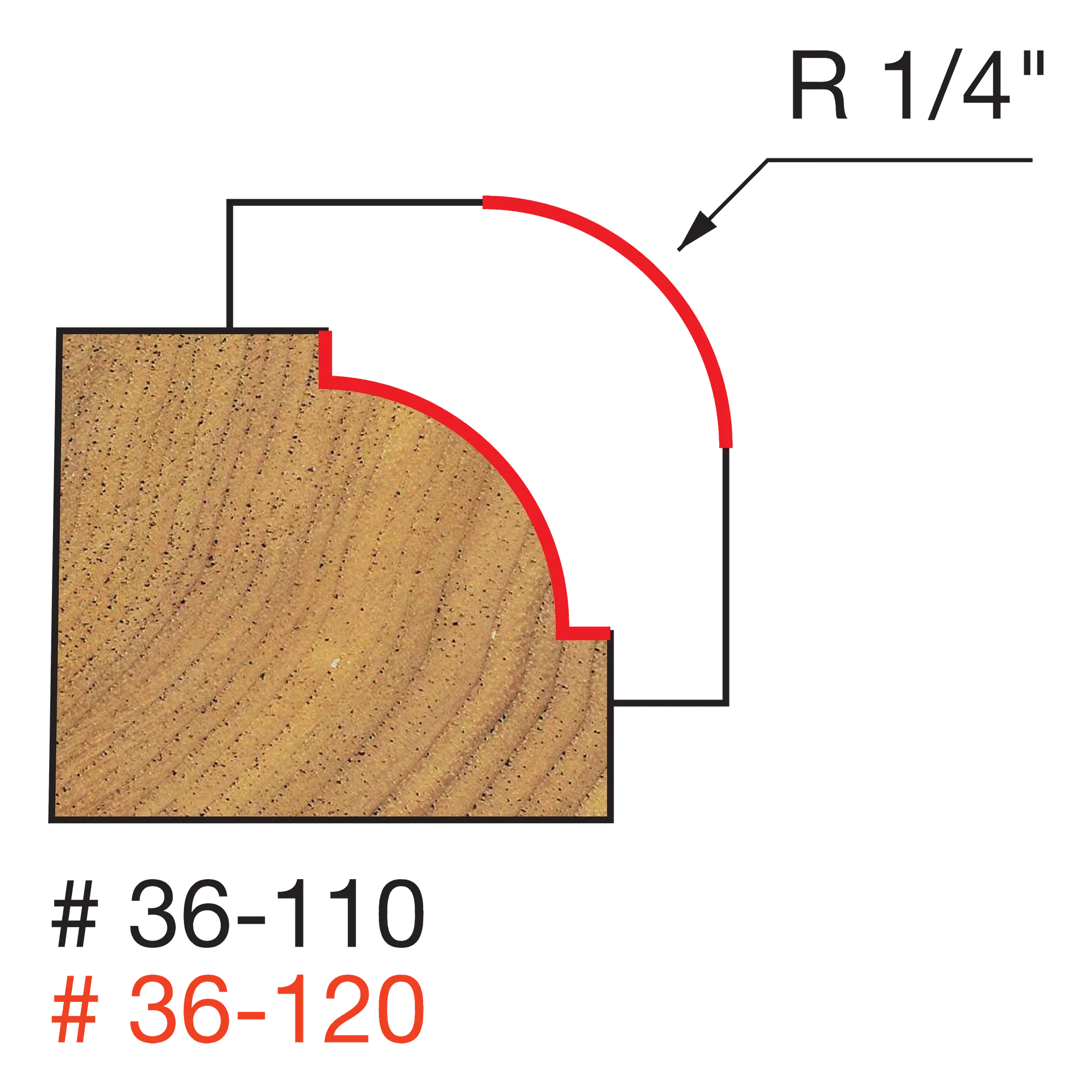 Freud 36-110, Carbide Router Bit - 1" x 2-3/16" Beading Bit (1/4" Large Radius) - Image 2