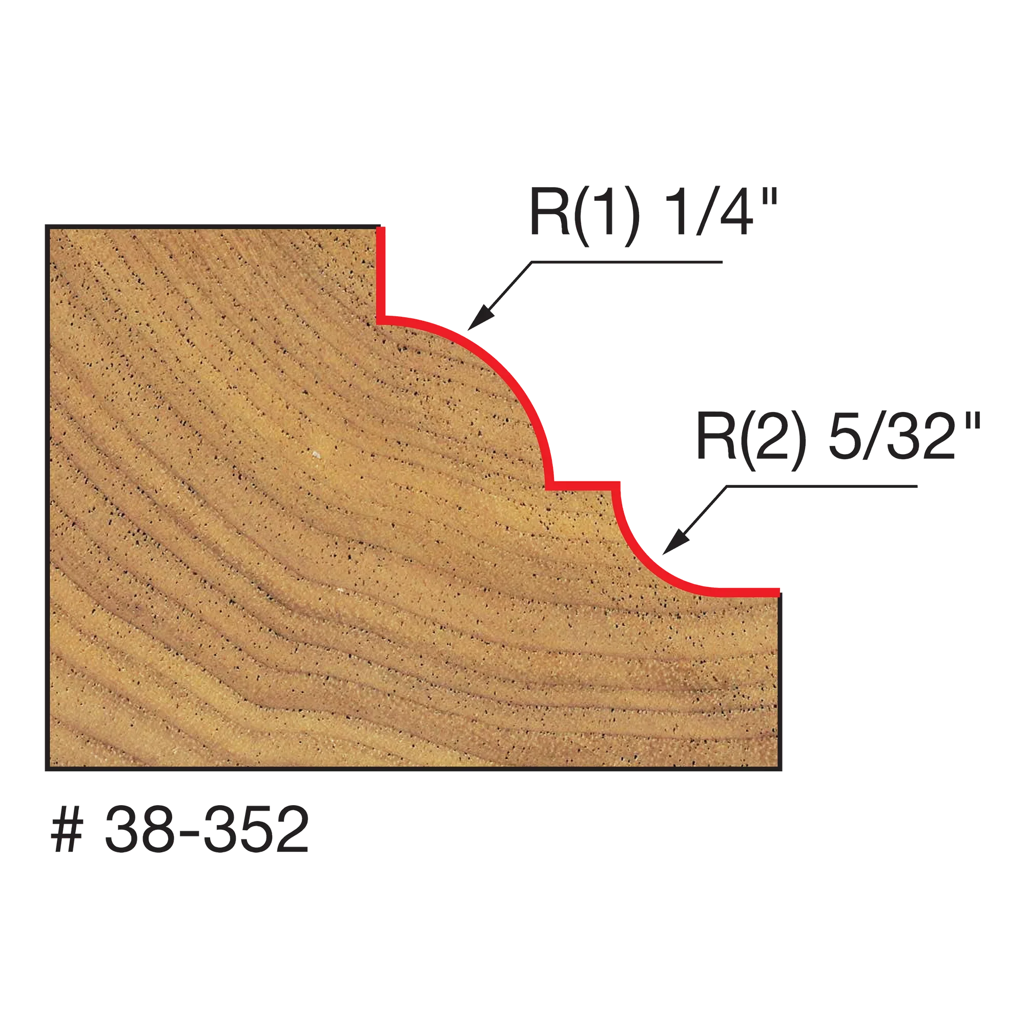 Freud 38-352, 1/4" Classical Cove & 5/32" Bead Bit (1/4" Shank) - Image 2