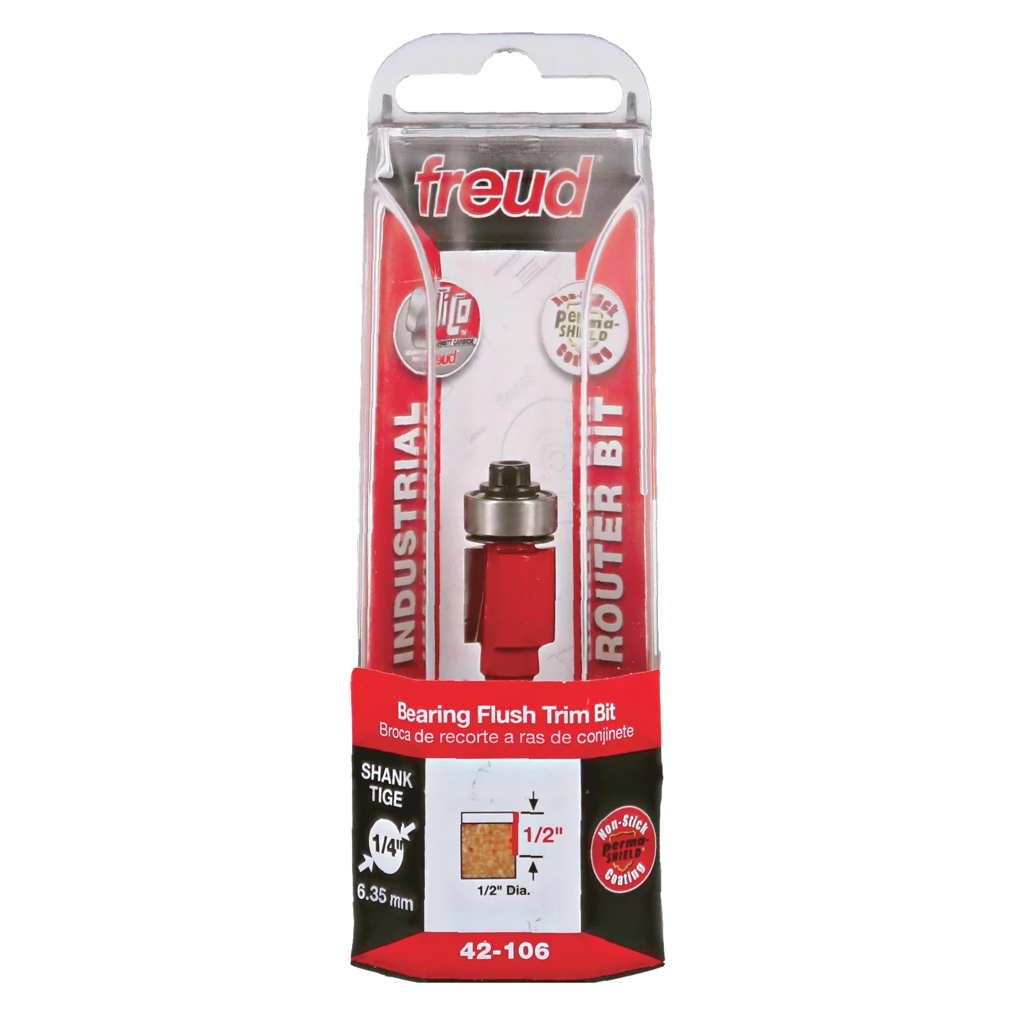 Freud 42-106, Carbide Router Bit - 1/2" x 1/2" Bottom Bearing Flush Trim Bit (1/4" Shank) - Image 3