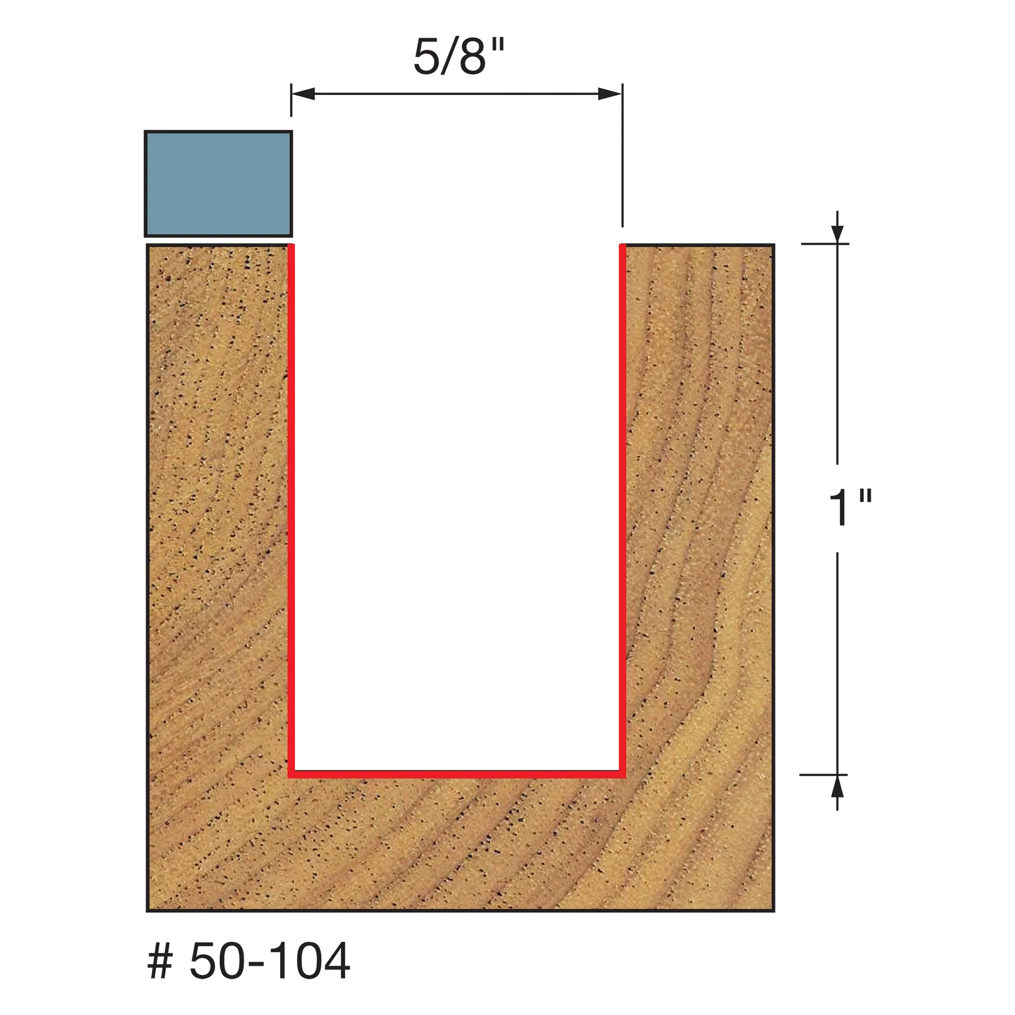 Freud 50-104, Carbide Router Bit - 5/8" x 1" x 2-5/8" OAL Top Bearing Flush Trim Bit (1/4" Shank) - Image 2