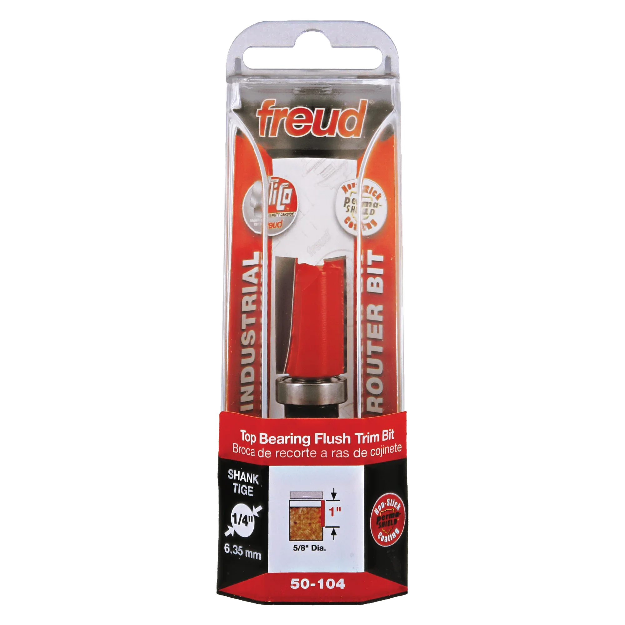 Freud 50-104, Carbide Router Bit - 5/8" x 1" x 2-5/8" OAL Top Bearing Flush Trim Bit (1/4" Shank) - Image 3