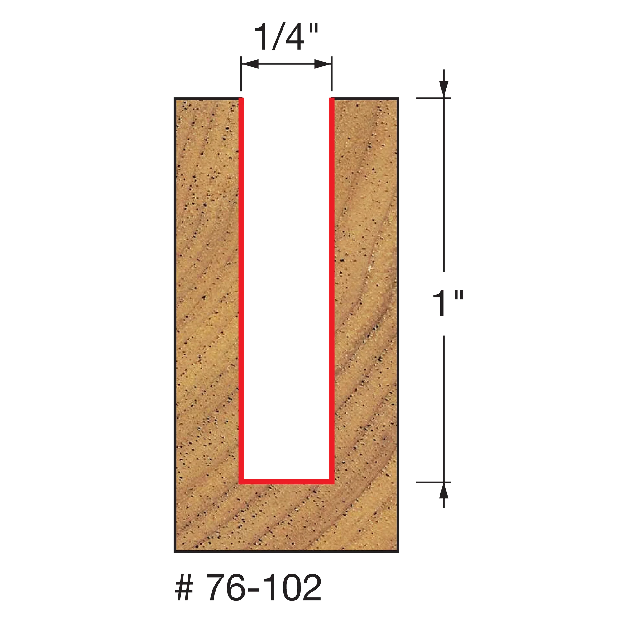 Freud 76-102, Carbide Router Bit - 1/4" x 1" x 2-1/2" OAL Down Spiral Bit (1/4" Shank) - Image 2