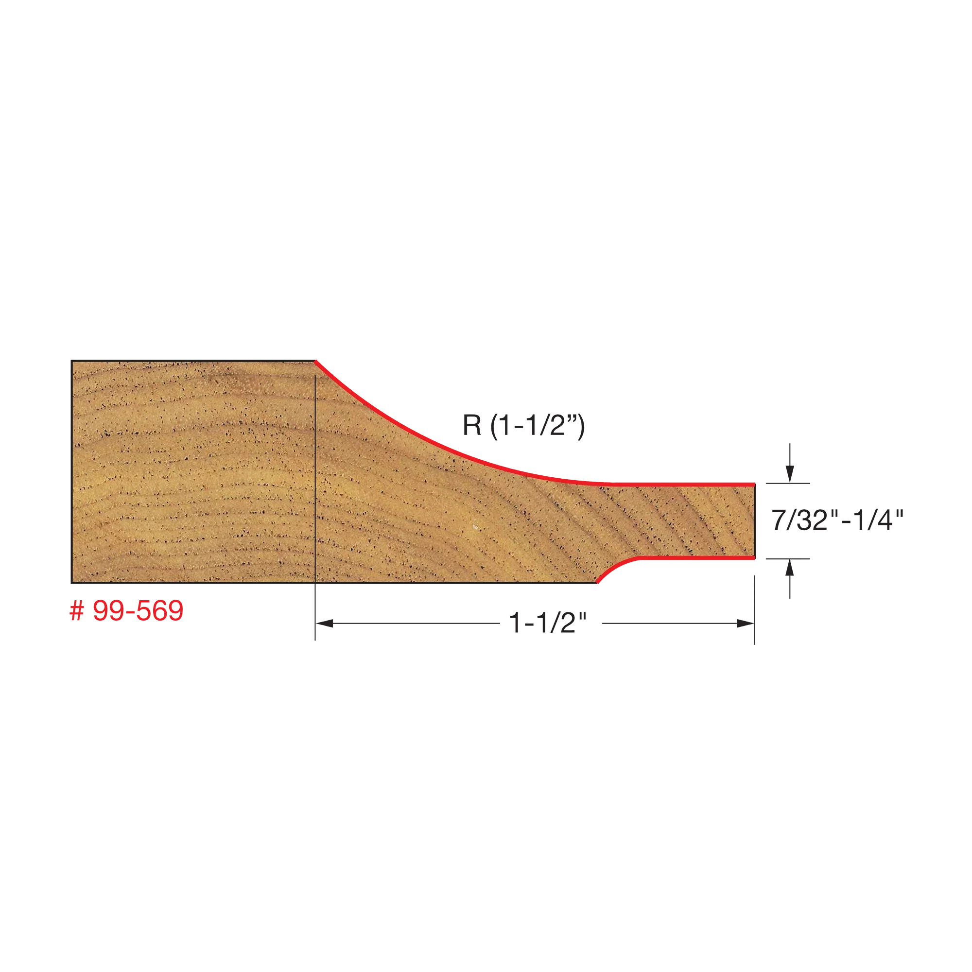 Freud 99-569, Carbide Router Bit - 3-1/2" x 3" 2+2 Raised Panel Bit with Backcutter (1-1/2" Large Radius) - Image 2