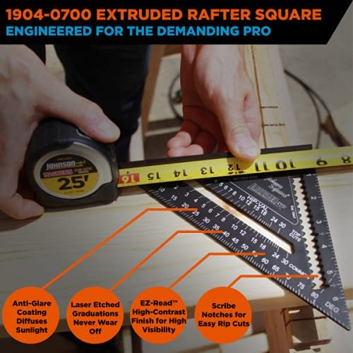 Johnson 1904-0700, 7" Johnny Square® Professional Easy-Read™ Aluminum Rafter Square - Image 2