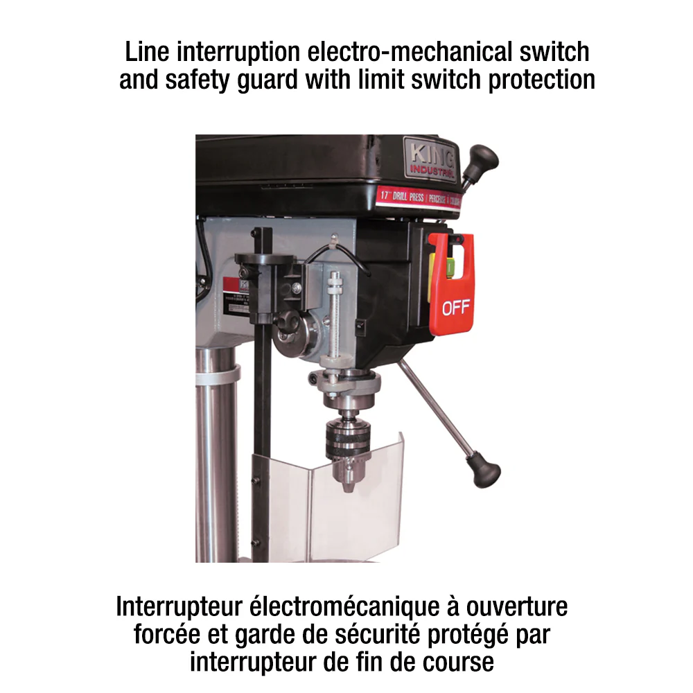 KING Canada KC-122FC-LS, 22" Drill Press with Safety Guard and Limit Switch - Image 2