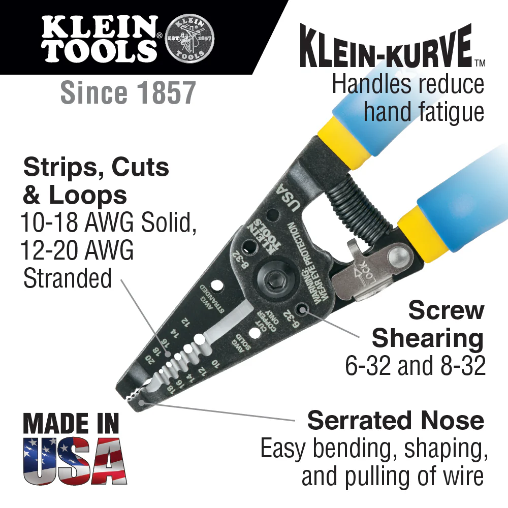 Klein Tools 11055, Solid and Stranded Copper Wire Stripper and Cutter - Image 3
