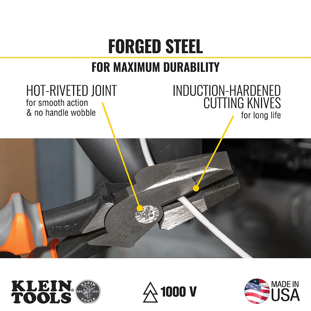 Klein Tools 2139NERINS, Insulated Pliers, Side Cutters, 9-Inch - Image 4