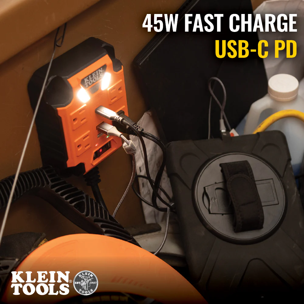 Klein Tools 29601, PowerBox 1, Magnetic Mounted Power Strip with Integrated LED Lights - Image 7