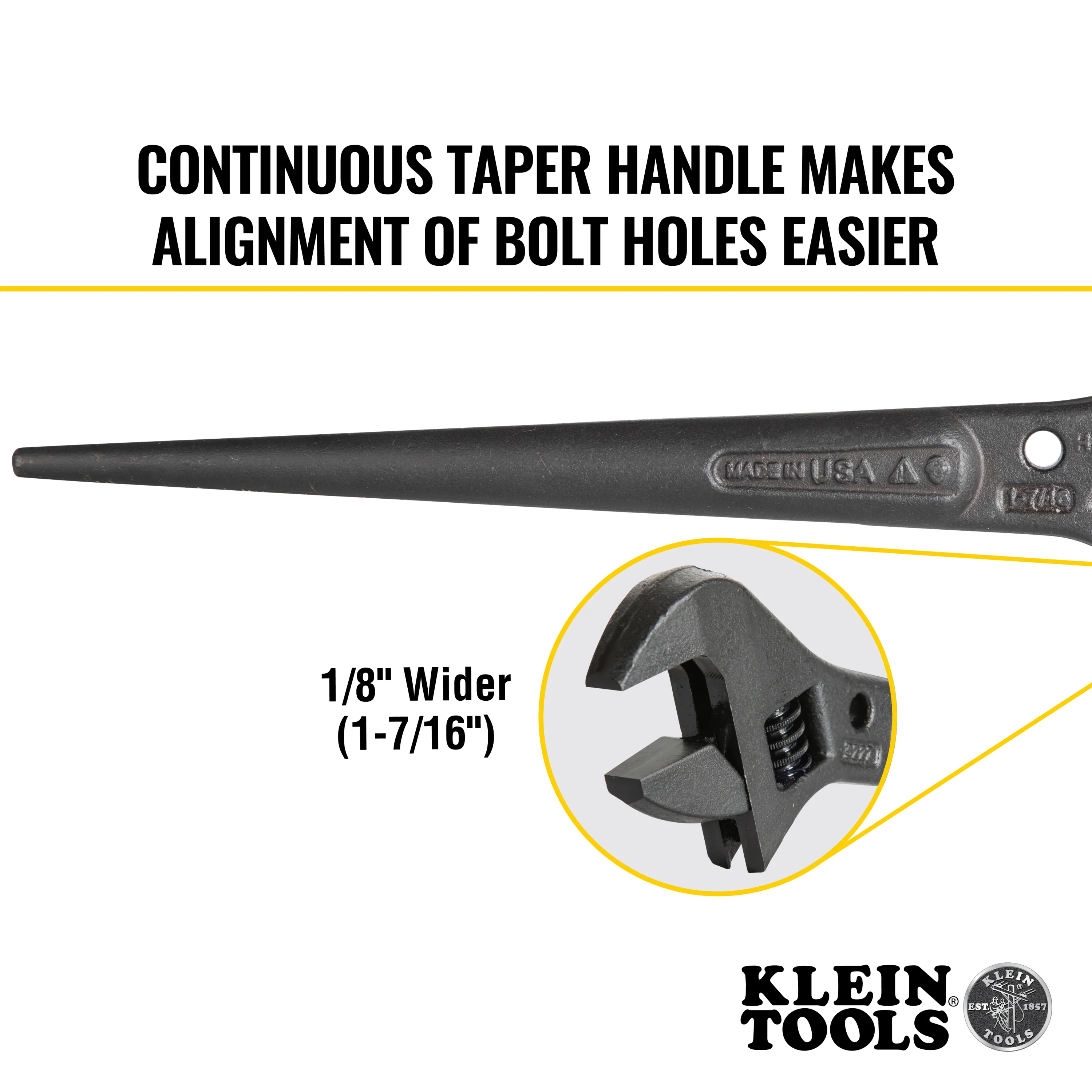 Klein Tools 3227, Adjustable Spud Wrench, 10-Inch, 1-7/16-Inch, Tether Hole - Image 3