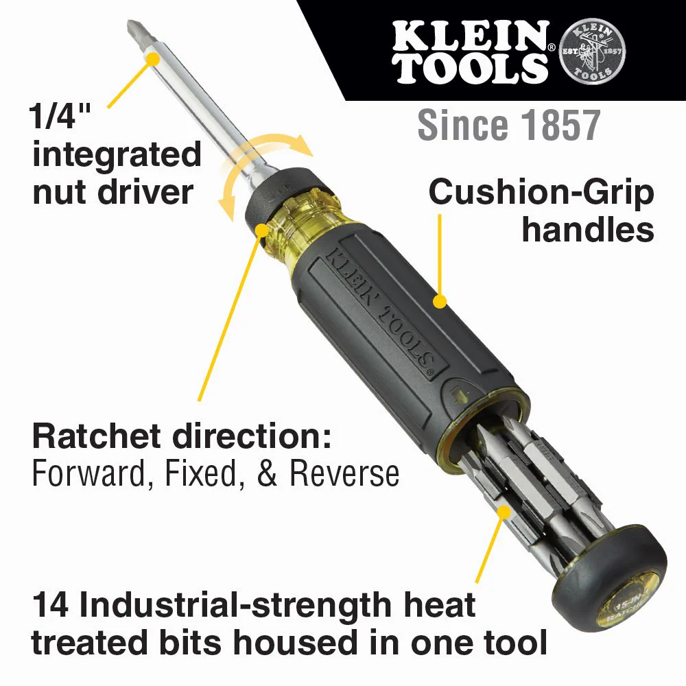 Klein Tools 32305, 15-in-1 Multi-Bit Ratcheting Screwdriver - Image 4