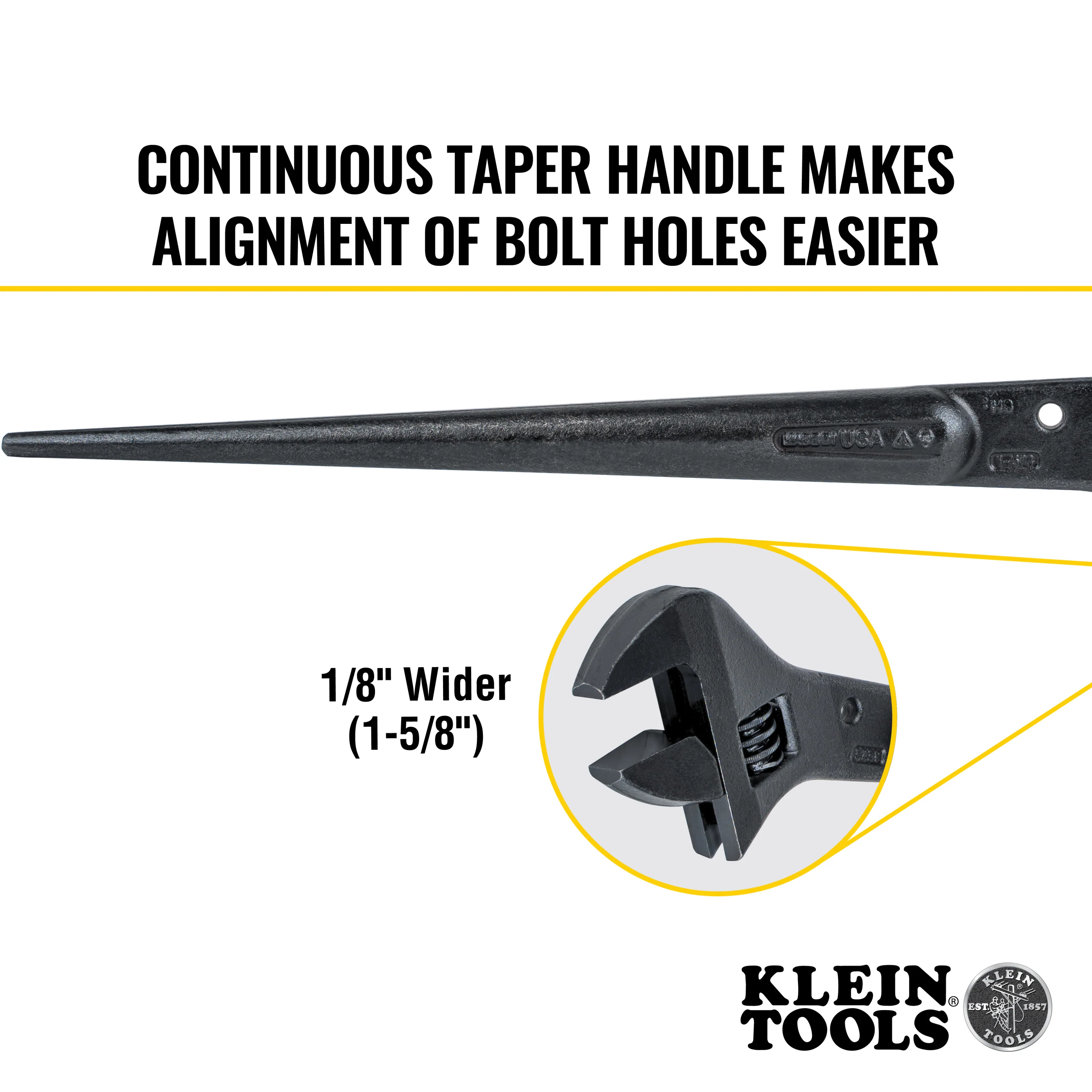 Klein Tools 3239, Adjustable Spud Wrench, 16-Inch, 1-5/8-Inch, Tether Hole - Image 3