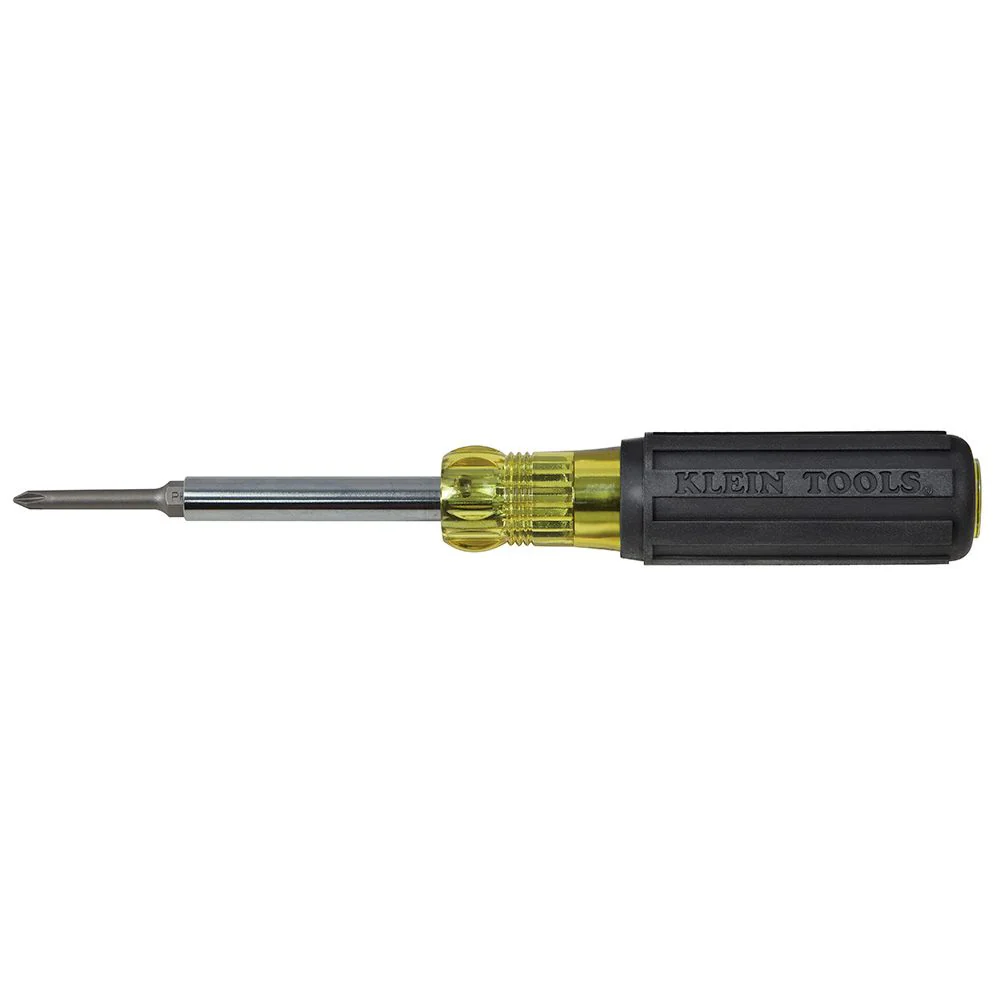 Klein Tools 32560, Multi-Bit Screwdriver / Nut Driver, 6-in-1, Extended Reach, Ph, Sl, Sq