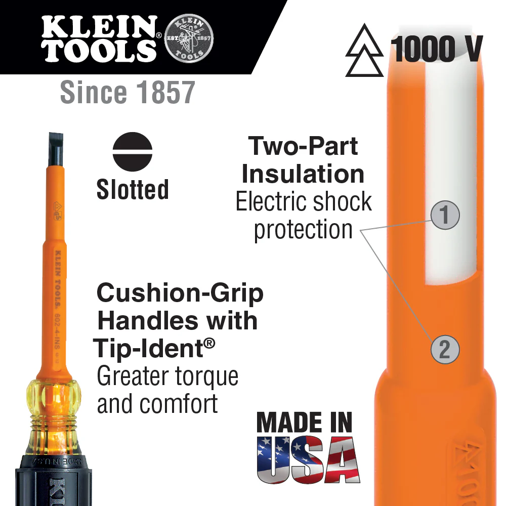 Klein Tools 33528, Screwdriver Set, 1000V Insulated Slotted and Phillips, 9-Piece - Image 3