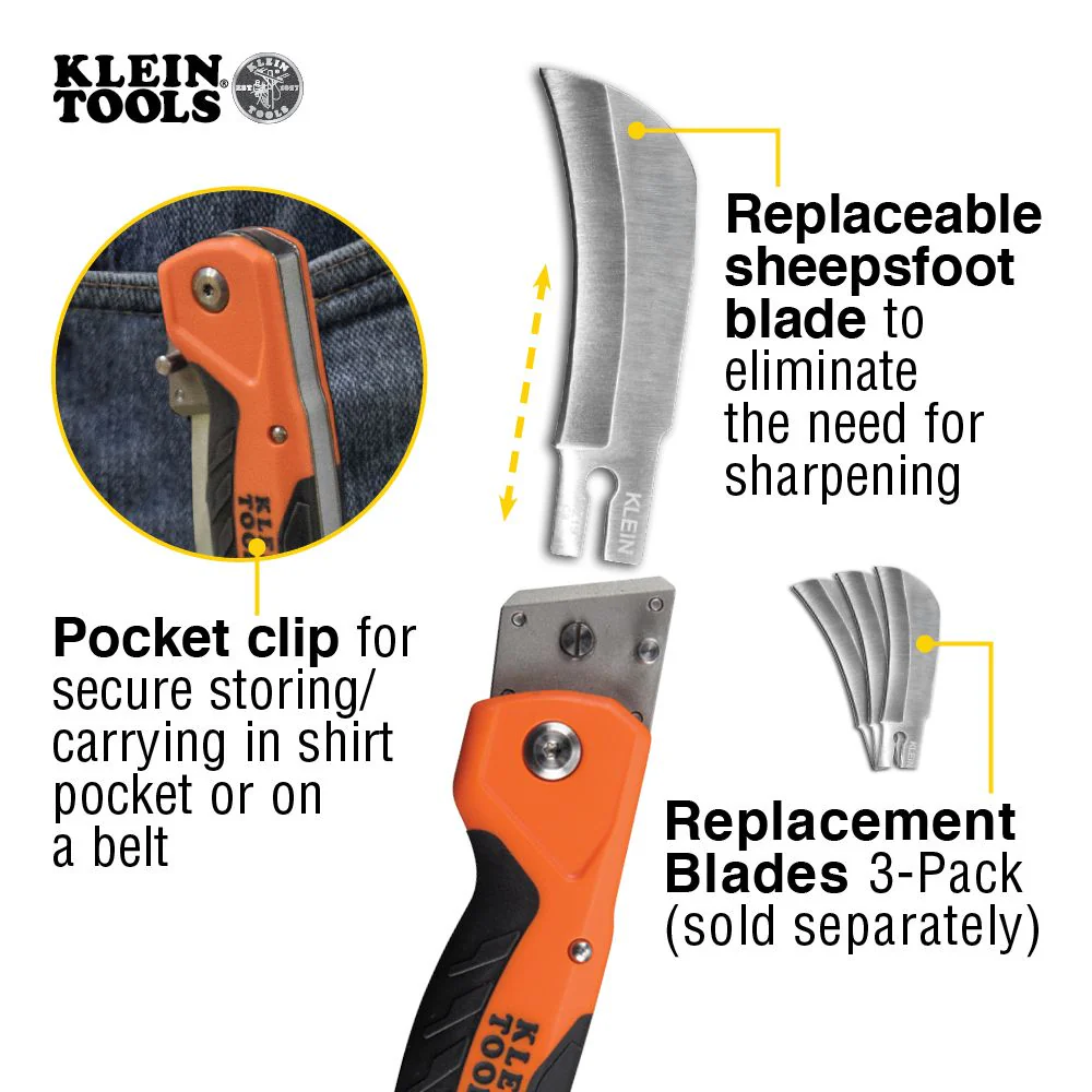 Klein Tools 44218, Cable Skinning Utility Knife w/Replaceable Blade - Image 4