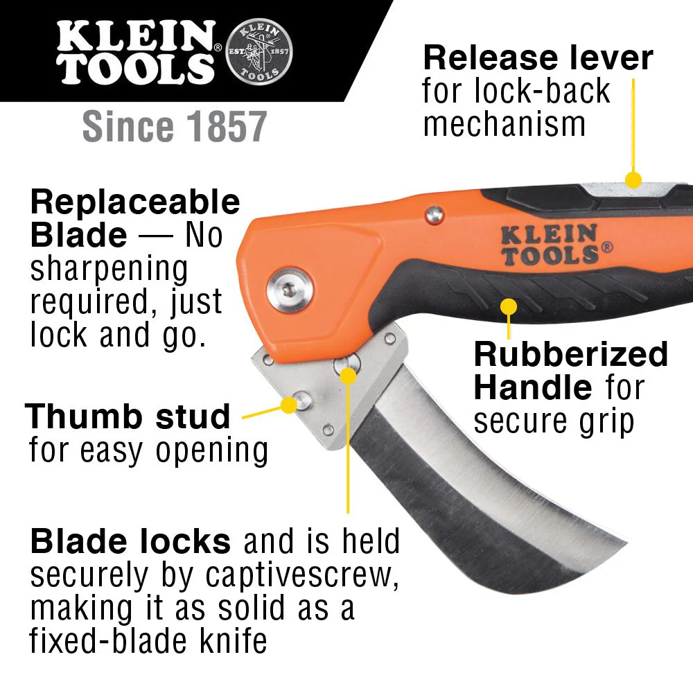 Klein Tools 44218, Cable Skinning Utility Knife w/Replaceable Blade - Image 5