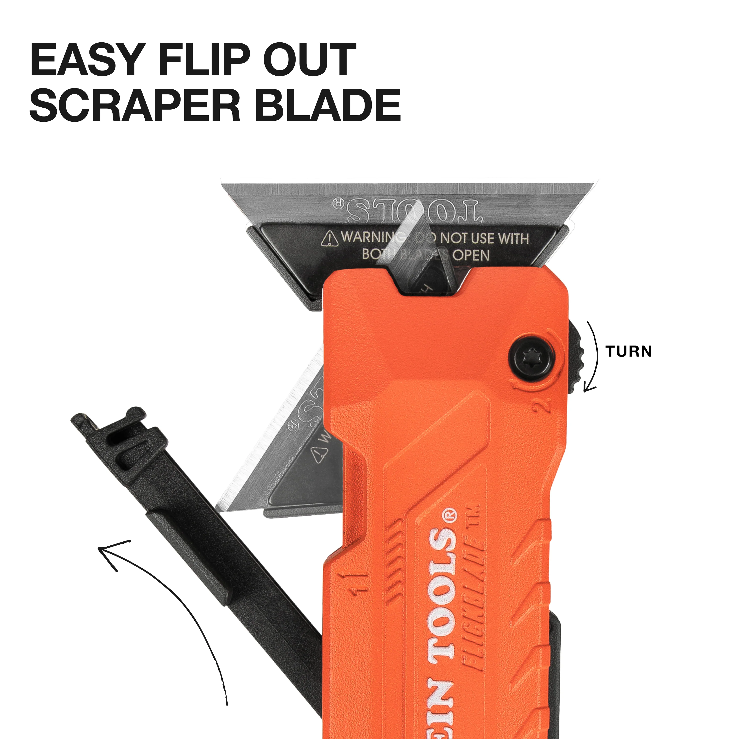 Klein Tools 44306, FLICKBLADE™ 2-in-1 Utility Knife / Scraper with Blade Storage - Image 3