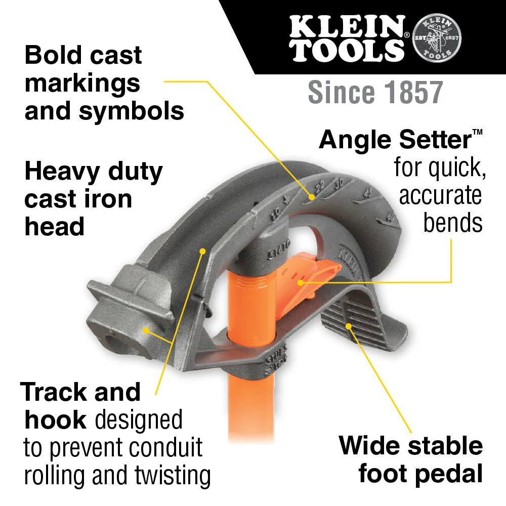 Klein Tools 51604, Iron Conduit Bender 3/4-Inch EMT with Angle Setter™ - Image 7