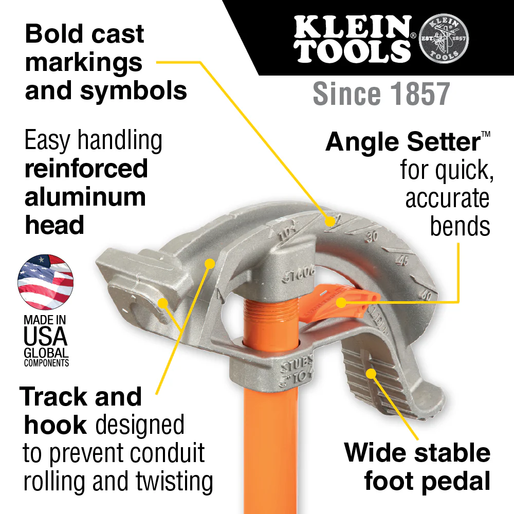 Klein Tools 51606, Aluminum Conduit Bender 1/2-Inch EMT with Angle Setter™ - Image 2