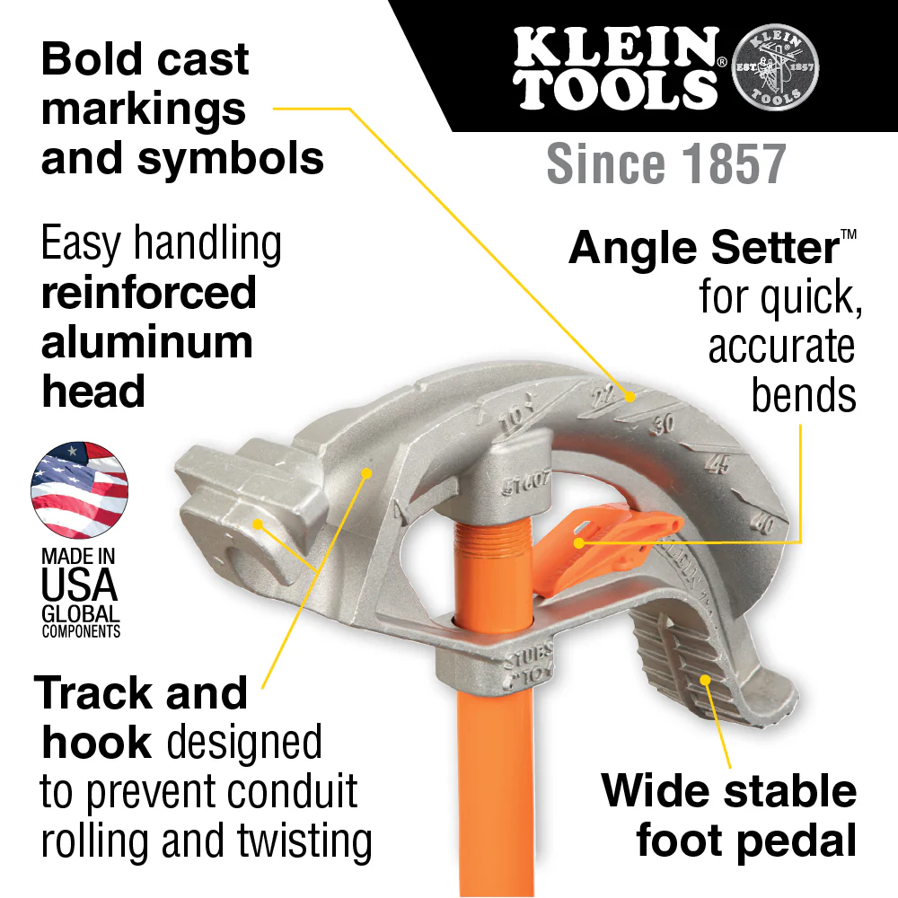Klein Tools 51607, Aluminum Conduit Bender 3/4-Inch EMT with Angle Setter™ - Image 2