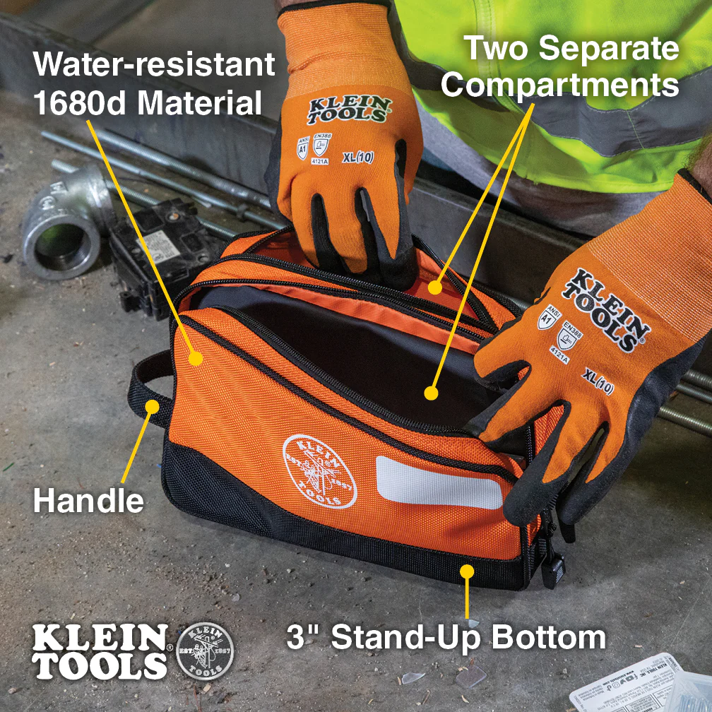 Klein Tools 55582, Double Zipper Bag, 10 x 6-Inch - Image 2