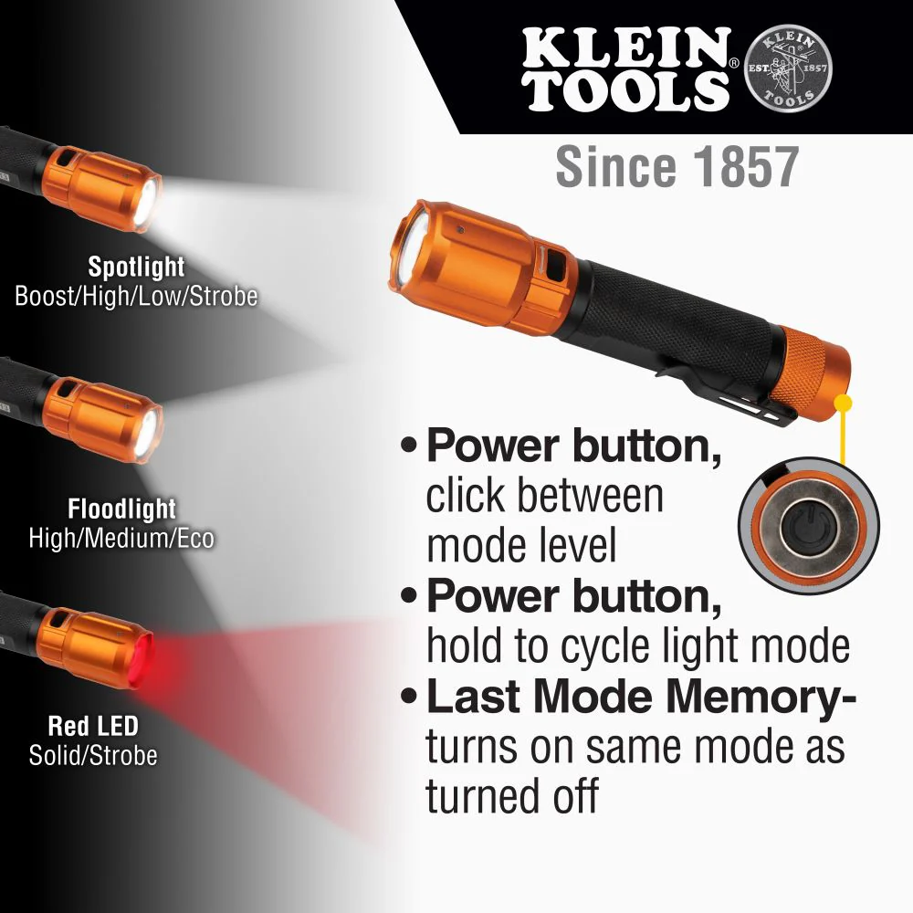 Klein Tools 56413, Rechargeable 2-Color LED Flashlight with Holster - Image 9