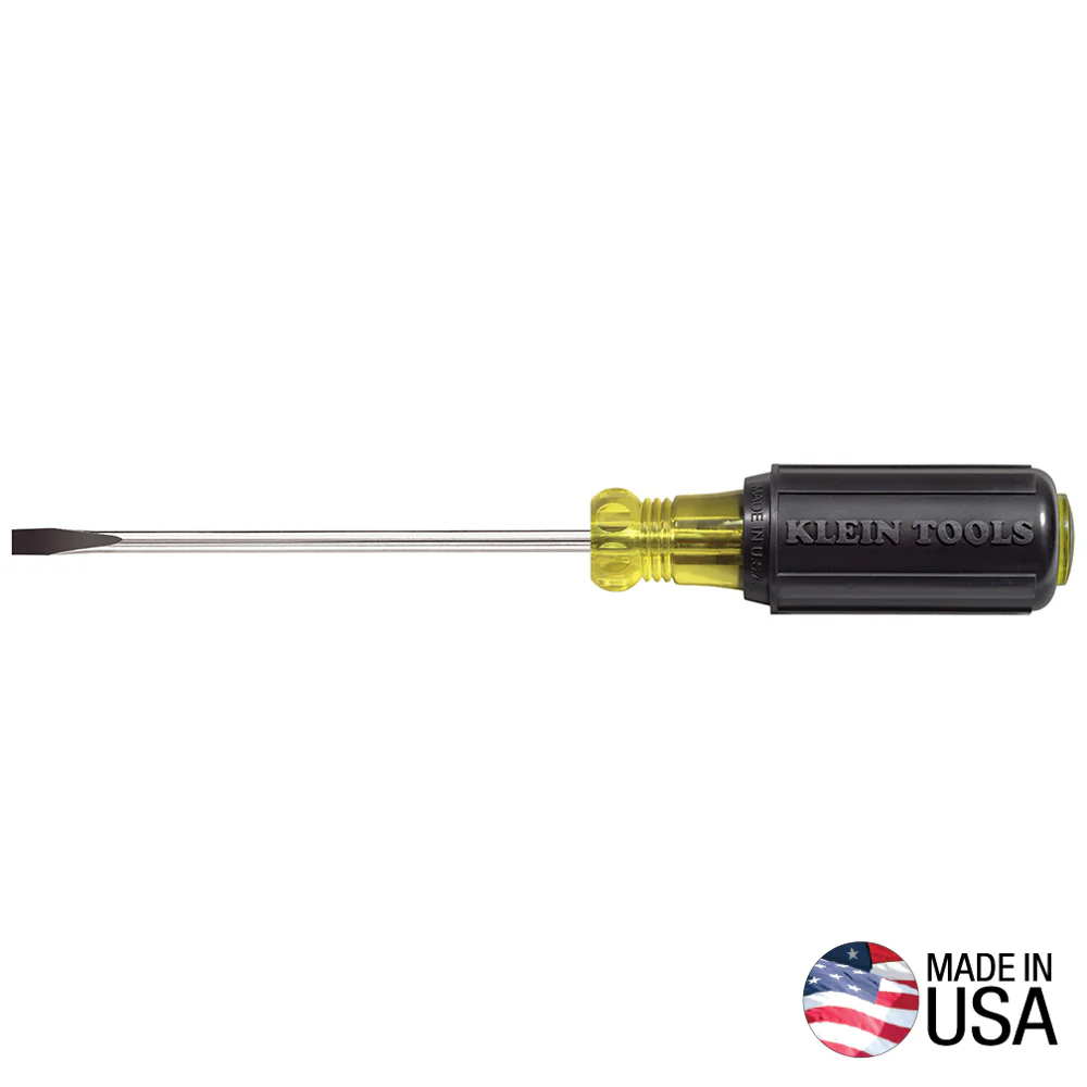 Klein Tools 601-4, 3/16-Inch Cabinet Tip Screwdriver 4" Round Shank