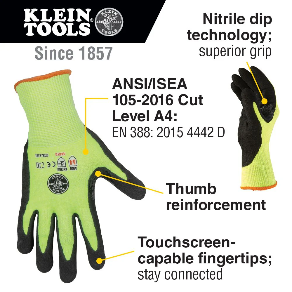 Klein Tools 60186, Work Gloves, Cut Level 4, Touchscreen, Large, 2-Pair - Image 6
