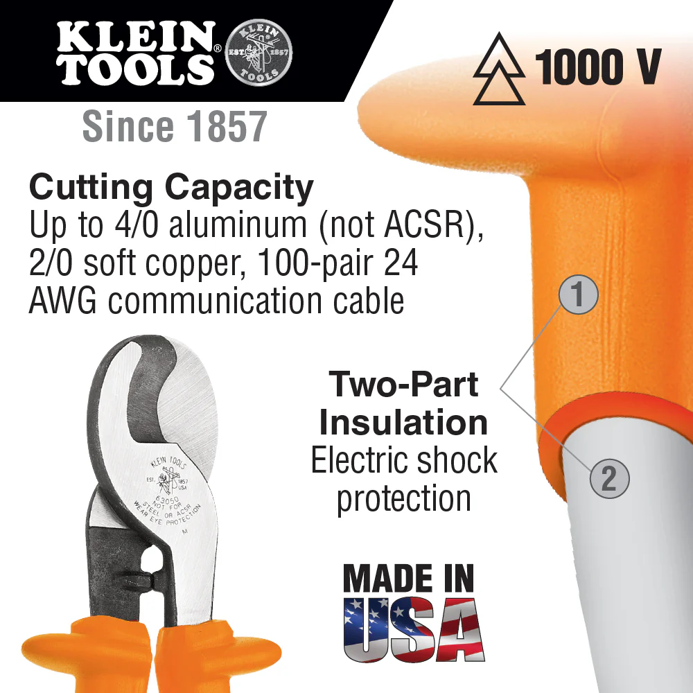 Klein Tools 63050-INS, Cable Cutter, Insulated - Image 2