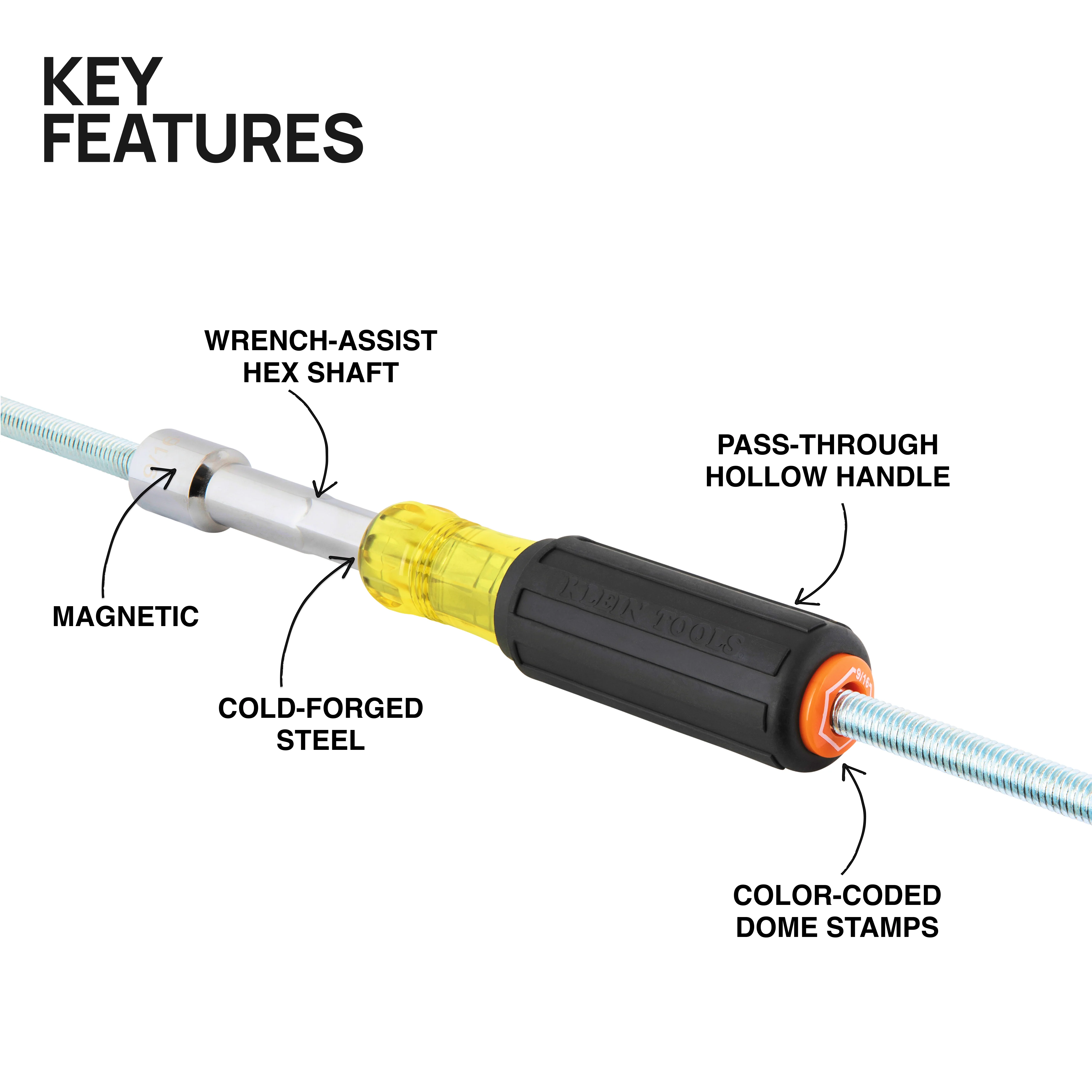 Klein Tools 65456MAG, Color-Coded Magnetic Hollow-Shaft Heavy-Duty Nut Driver Set, 6-Piece - Image 2