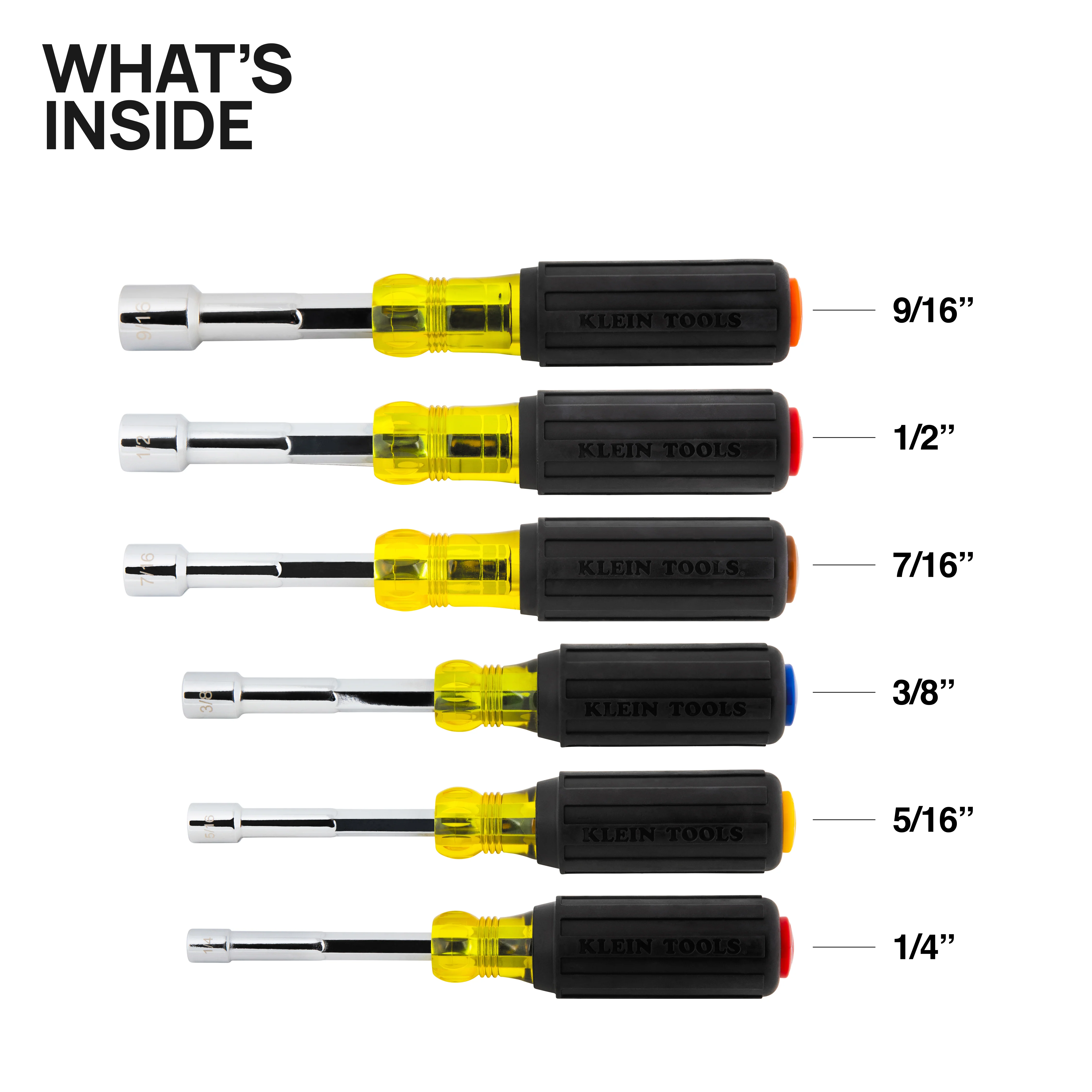 Klein Tools 65456MAG, Color-Coded Magnetic Hollow-Shaft Heavy-Duty Nut Driver Set, 6-Piece - Image 3