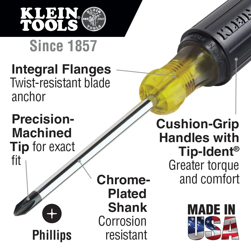 Klein Tools 85484, Screwdriver Set, Mini Slotted and Phillips, 4-Piece - Image 8