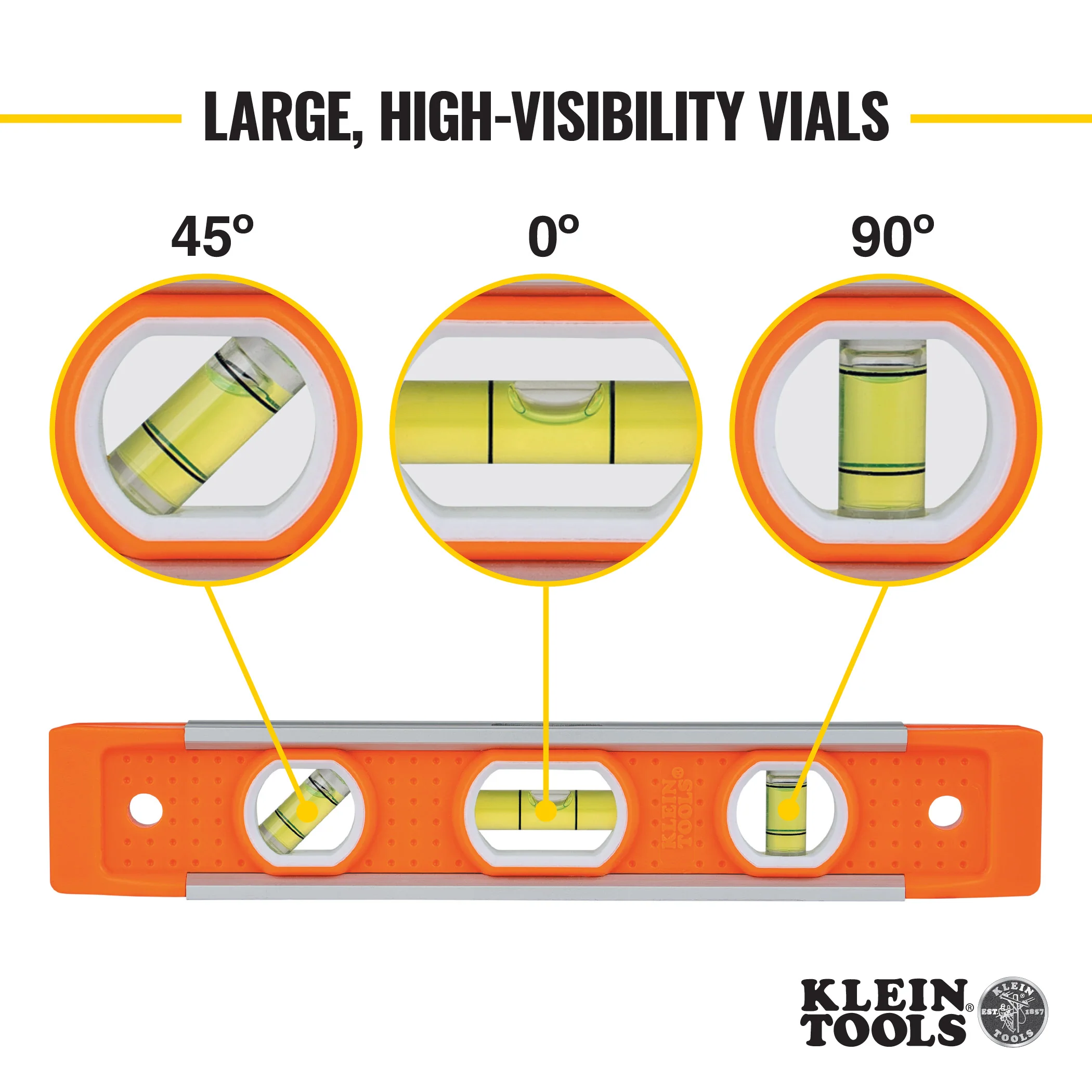 Klein Tools 935, Torpedo Level, 3 Vial, 9-Inch - Image 3