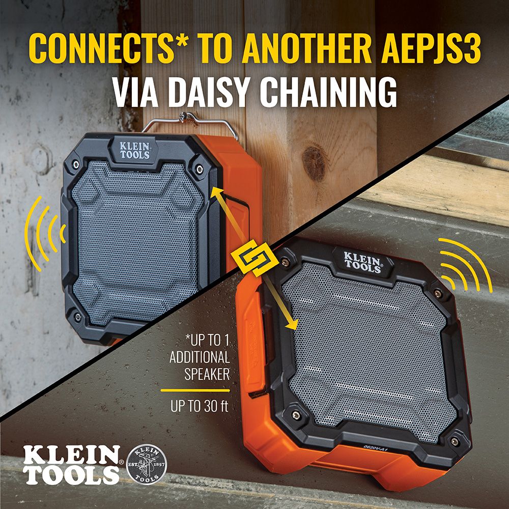 Klein Tools AEPJS3, Bluetooth® Jobsite Speaker with Magnet and Hook - Image 4