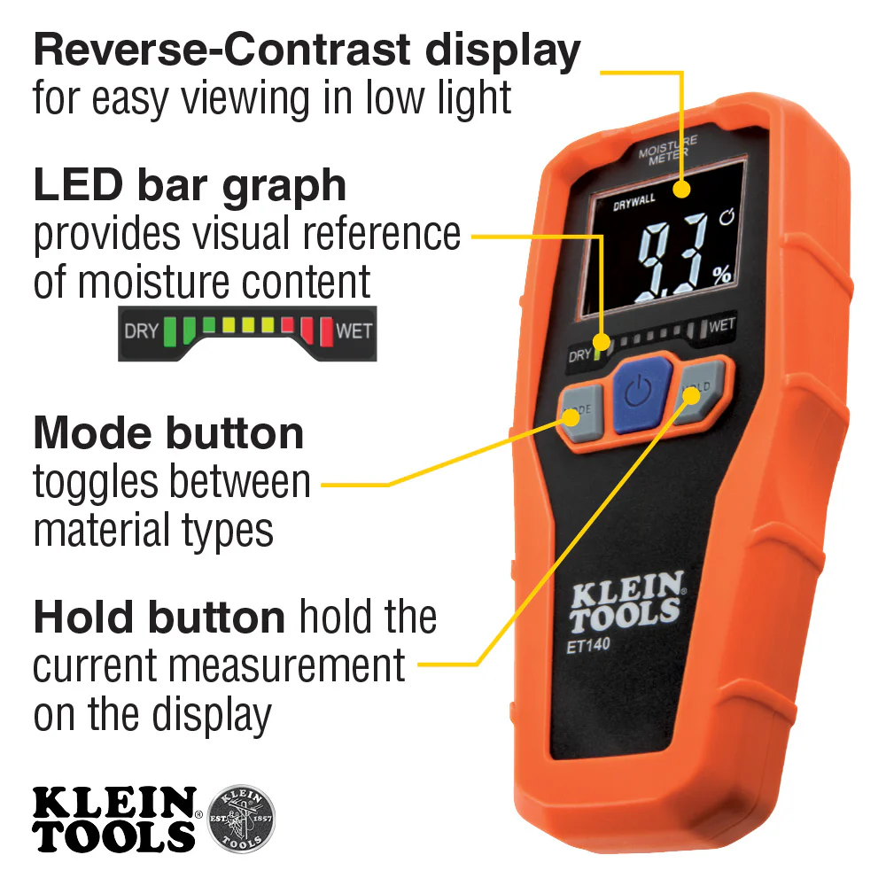 Klein Tools ET140, Pinless Moisture Meter - Image 2