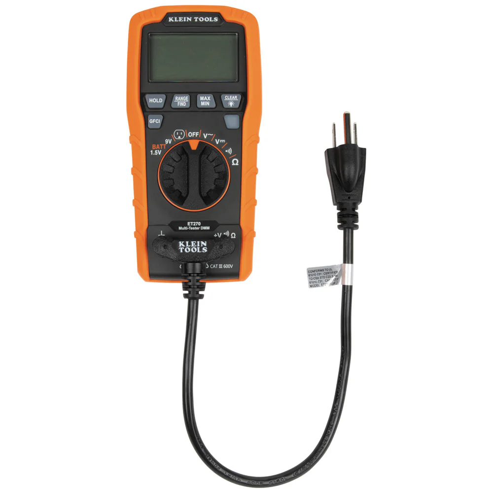 Klein Tools ET270, Digital Multi-Tester, Multimeter with Receptacle Tester - Image 4