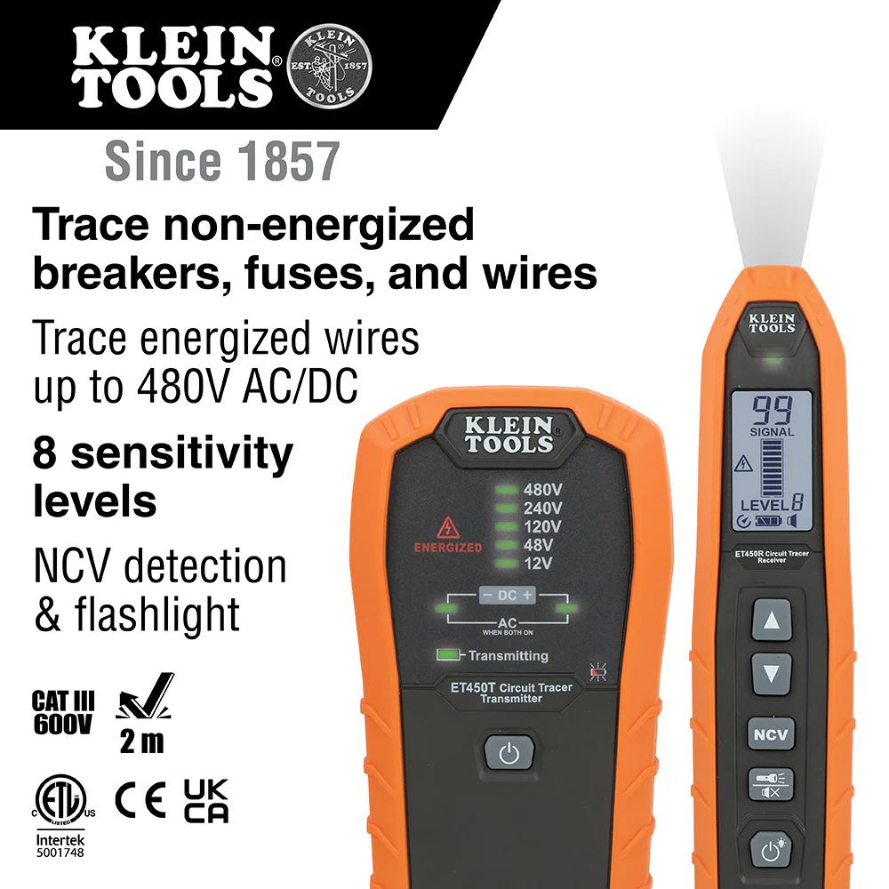 Klein Tools ET450, Advanced Electrical Circuit Breaker Finder and Wire Tracer Kit and Case - Image 2