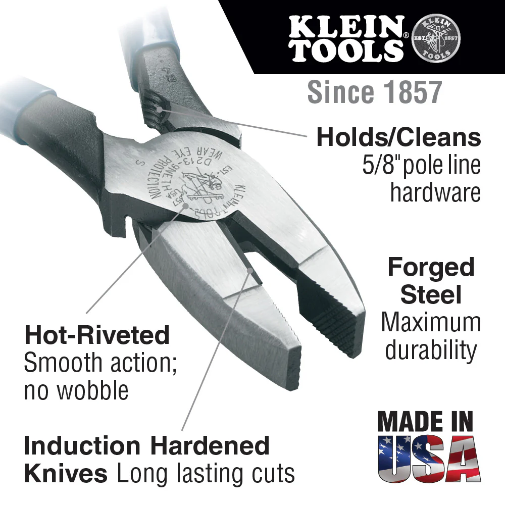 Klein Tools HD213-9NETH, Lineman's Pliers Bolt Thread-Holding, 9-Inch - Image 2
