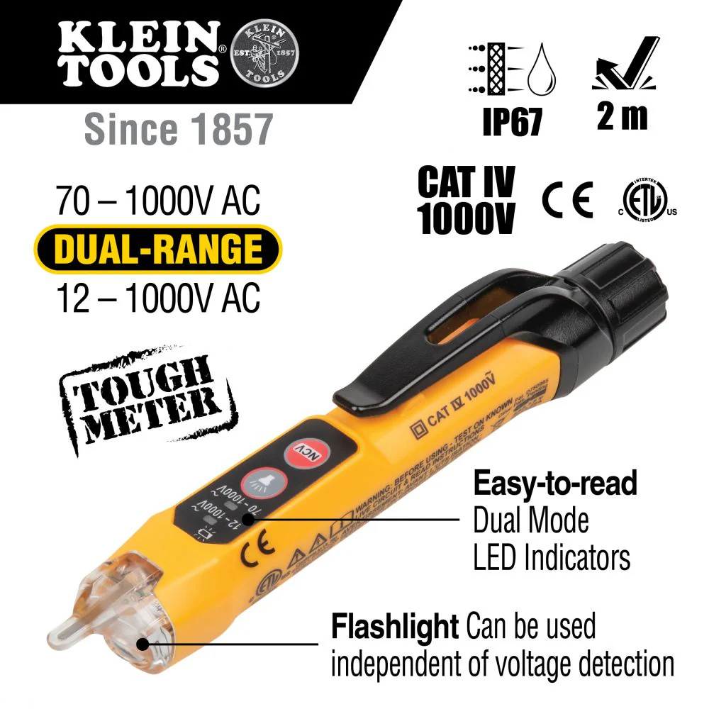 Klein Tools NCVT3P, Dual Range Non-Contact Voltage Tester with Flashlight, 12 - 1000V AC - Image 6
