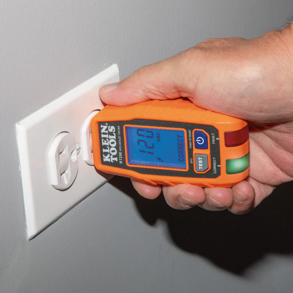 Klein Tools RT250, GFCI Receptacle Tester with LCD - Image 5