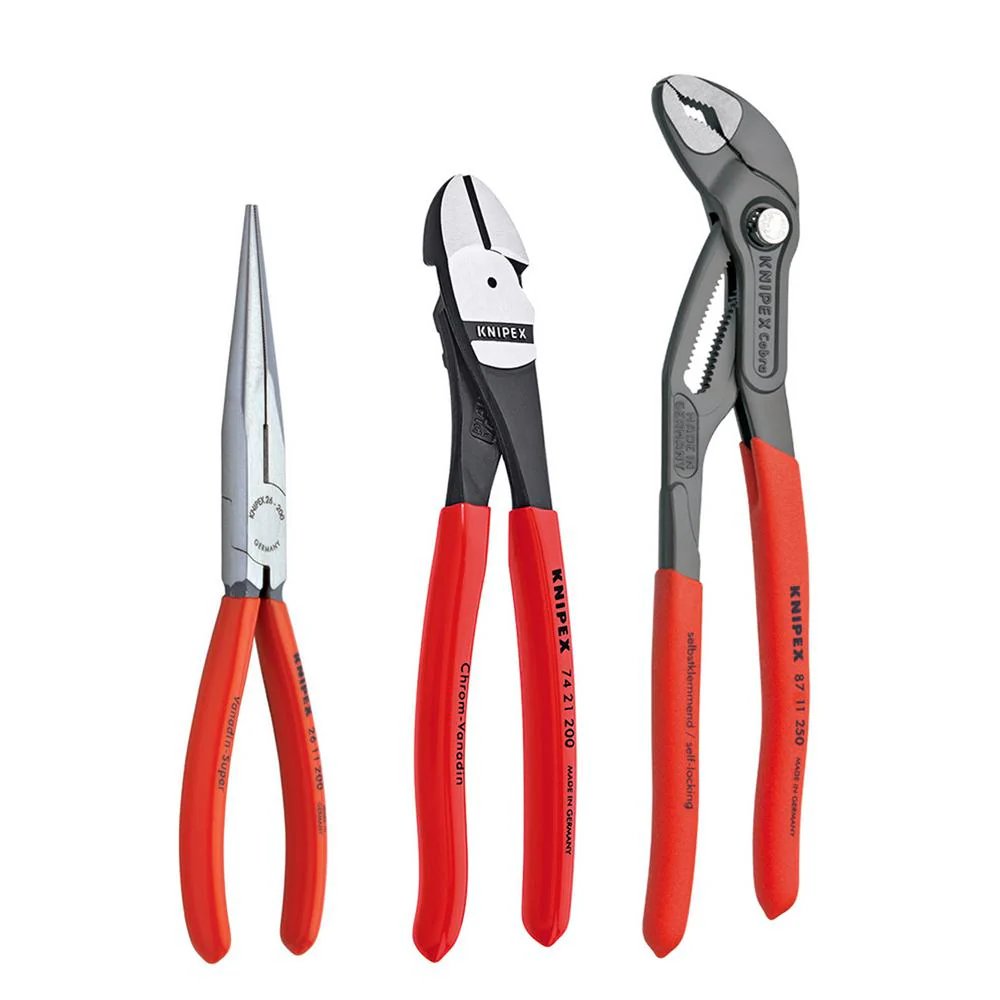 Knipex 00 20 08 US2, 3 Pc Universal Pliers Set w/ Cobra Pliers - Image 2