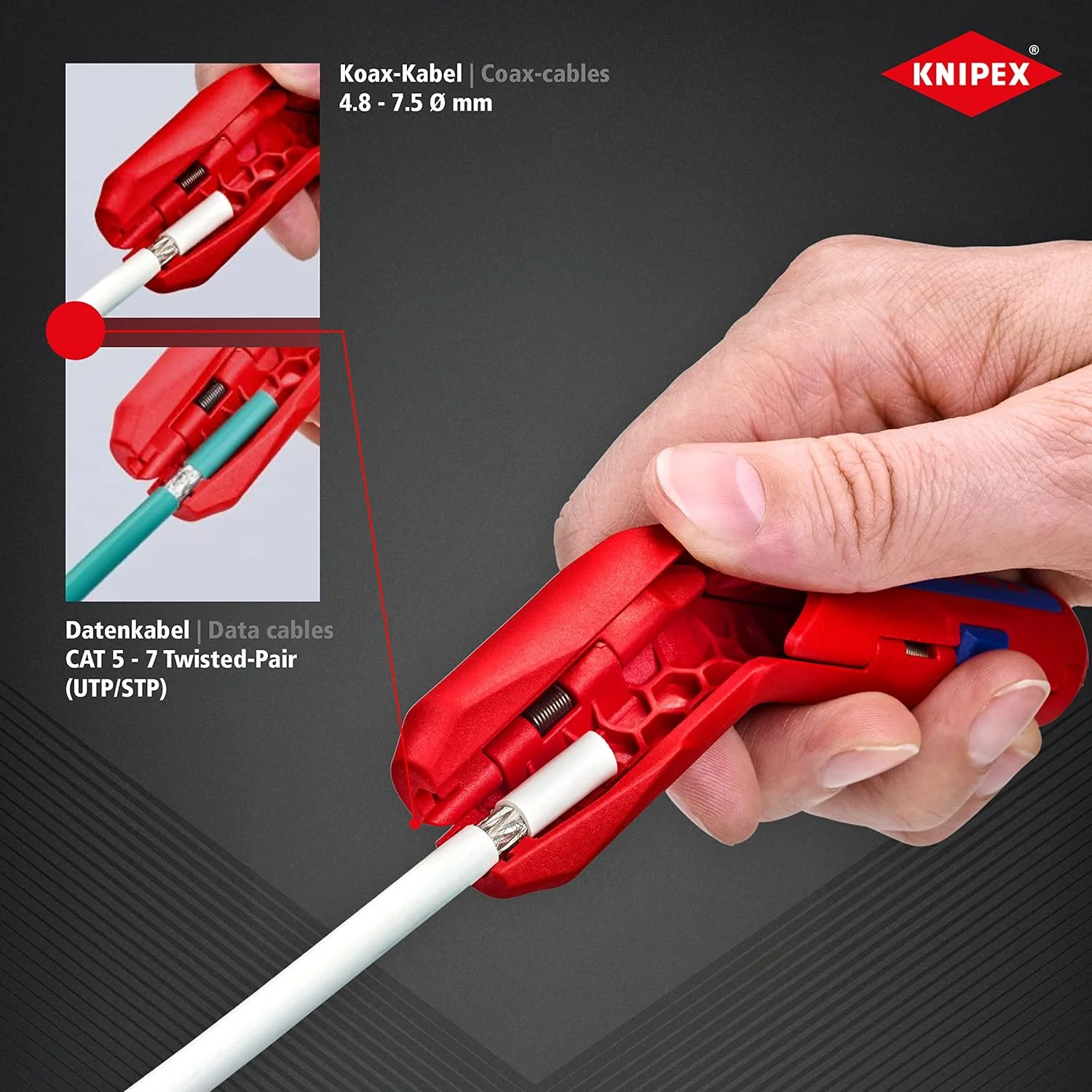Knipex 16 95 01 SB, ErgoStrip Universal Stripping Tool 135 mm Right Hand - Image 3