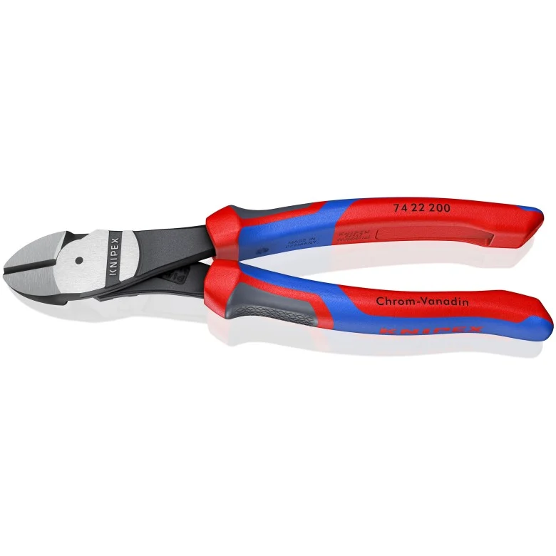 Knipex 74 22 200 SBA, 8 in. High-Leverage 12-Degree Angled Diagonal Side Cutting Pliers - Image 2